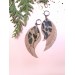 beige long feathers earrings genuine leather jewelry  