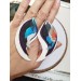 blue white long feathers earrings genuine leather jewelry  