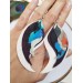 blue white long feathers earrings genuine leather jewelry  