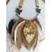 ginger brown leather feather necklace