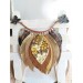 ginger brown leather feather necklace
