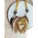 ginger brown leather feather necklace