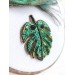 beaded embroidery brooch green monstera