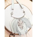 gray leather feather necklace