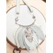 gray leather feather necklace