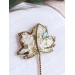 beaded  gold leaf brooch  
