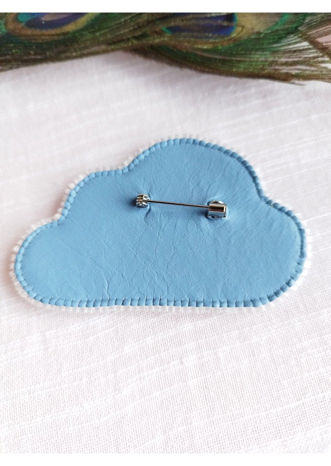 beaded cloud brooch blue 