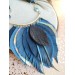 navy blue leather feather necklace