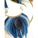 navy blue leather feather necklace