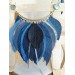 navy blue leather feather necklace