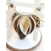 beige brown leather feather necklace