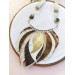 beige brown leather feather necklace