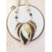 beige brown leather feather necklace