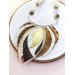 beige brown leather feather necklace