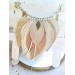 beige sand leather feather necklace