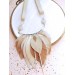 beige sand leather feather necklace