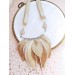 beige sand leather feather necklace