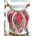 pink  leather feather bib necklace