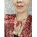 pink  leather feather bib necklace