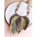 green olive leather feather bib necklace