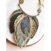 green olive leather feather bib necklace