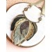 green olive leather feather bib necklace