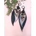 leather feather earrings black genuine leather jewelry 