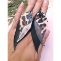 leather feather earrings black genuine leather jewelry 