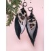 leather feather earrings black genuine leather jewelry 