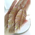 hand paint sand long feather earrings genuine handmade leather jewelry 