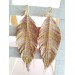 hand paint sand long feather earrings genuine handmade leather jewelry 