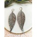 handpaint dark gray long feather earrings genuine handmade leather jewelry 