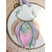 pink mint leather feather bib necklace