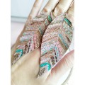 handpaint pink blue long feather earrings genuine handmade leather jewelry 