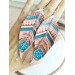 handpaint pink blue long feather earrings genuine handmade leather jewelry 