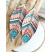 handpaint pink blue long feather earrings genuine handmade leather jewelry 