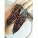 handpaint black long feather earrings genuine handmade leather jewelry 
