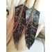 handpaint black long feather earrings genuine handmade leather jewelry 