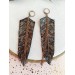 handpaint black long feather earrings genuine handmade leather jewelry 