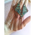  handmade genuine leather jewelry, leather feather earrings brown