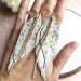 leather feather earrings white flower genuine leather jewelry 