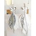 leather feather earrings white  flower connector , genuine leather jewelry 