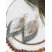 gray shades leather feather earrings genuine leather jewelry 