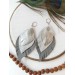gray shades leather feather earrings genuine leather jewelry 