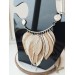beige sand leather feather necklace