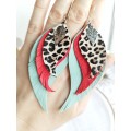 Long feathers earrings genuine leather jewelry  