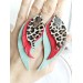 Long feathers earrings genuine leather jewelry  
