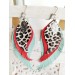 Long feathers earrings genuine leather jewelry  