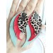 Long feathers earrings genuine leather jewelry  