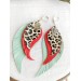 Long feathers earrings genuine leather jewelry  